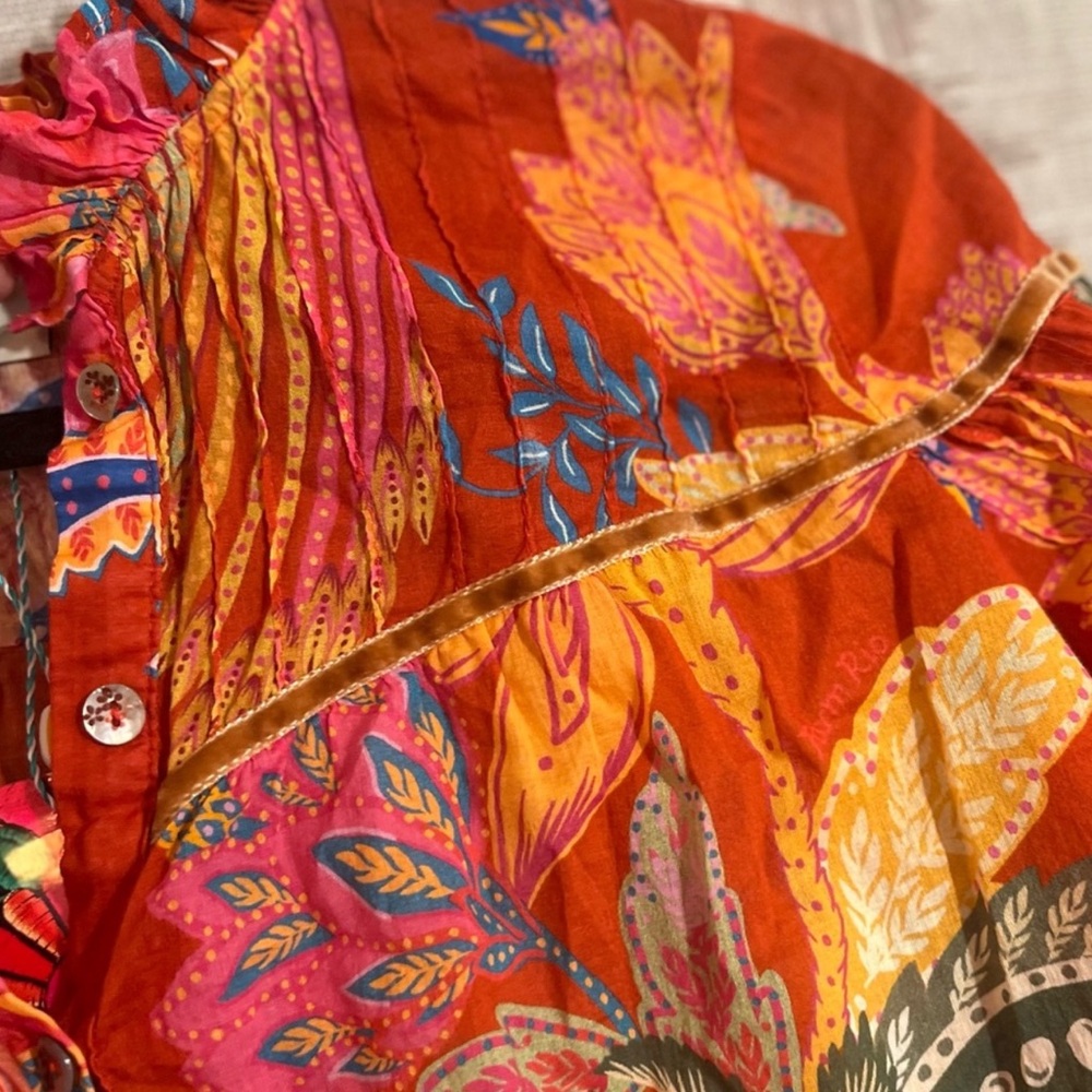 FARM Rio Paisley Long Sleeve Button Up Blouse, NEW - Picture 9 of 14